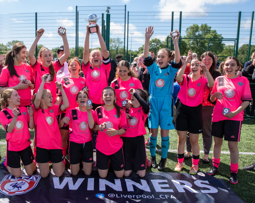 Group of young women footballers