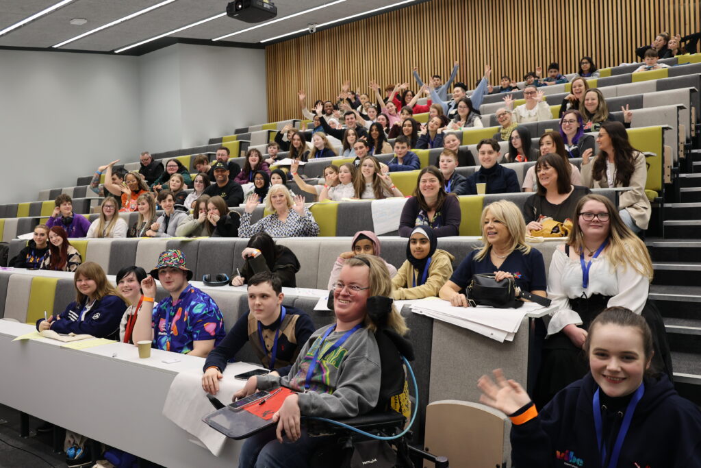 Young people in a lecture theatre attending Merseyside's Hope Hack