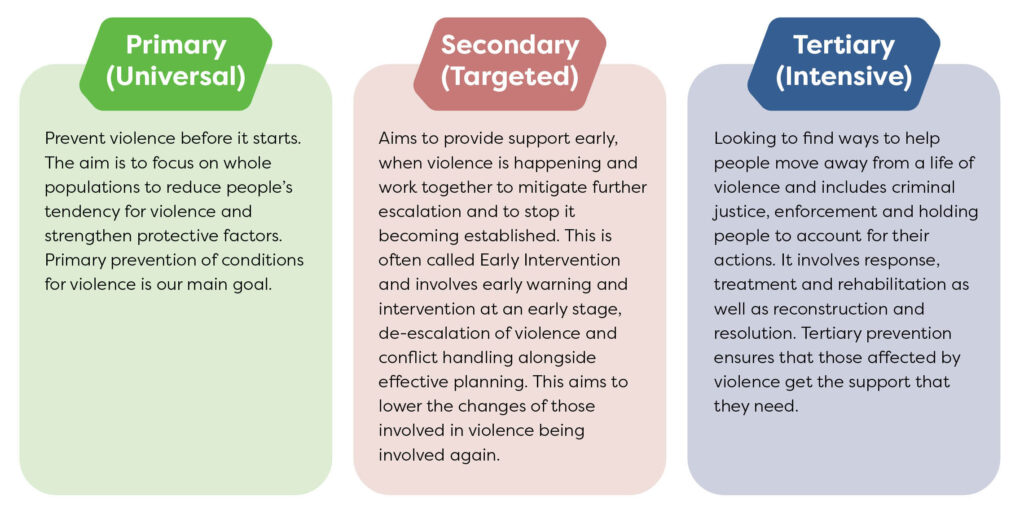 Primary, secondary and tertiary interventions