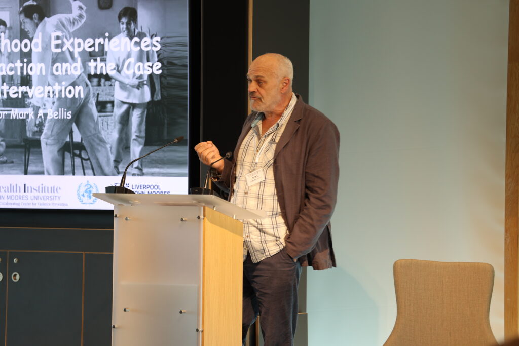 Prof Mark Bellis presenting at the evidence to action conference
